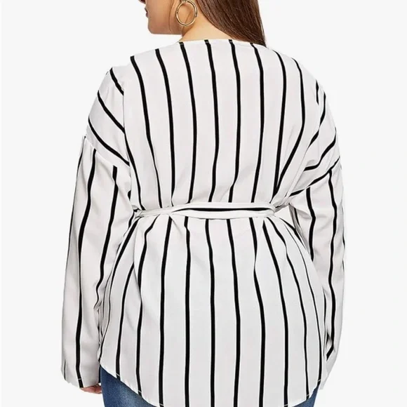 Striped Black and White Women's Top - Picture 2 of 6